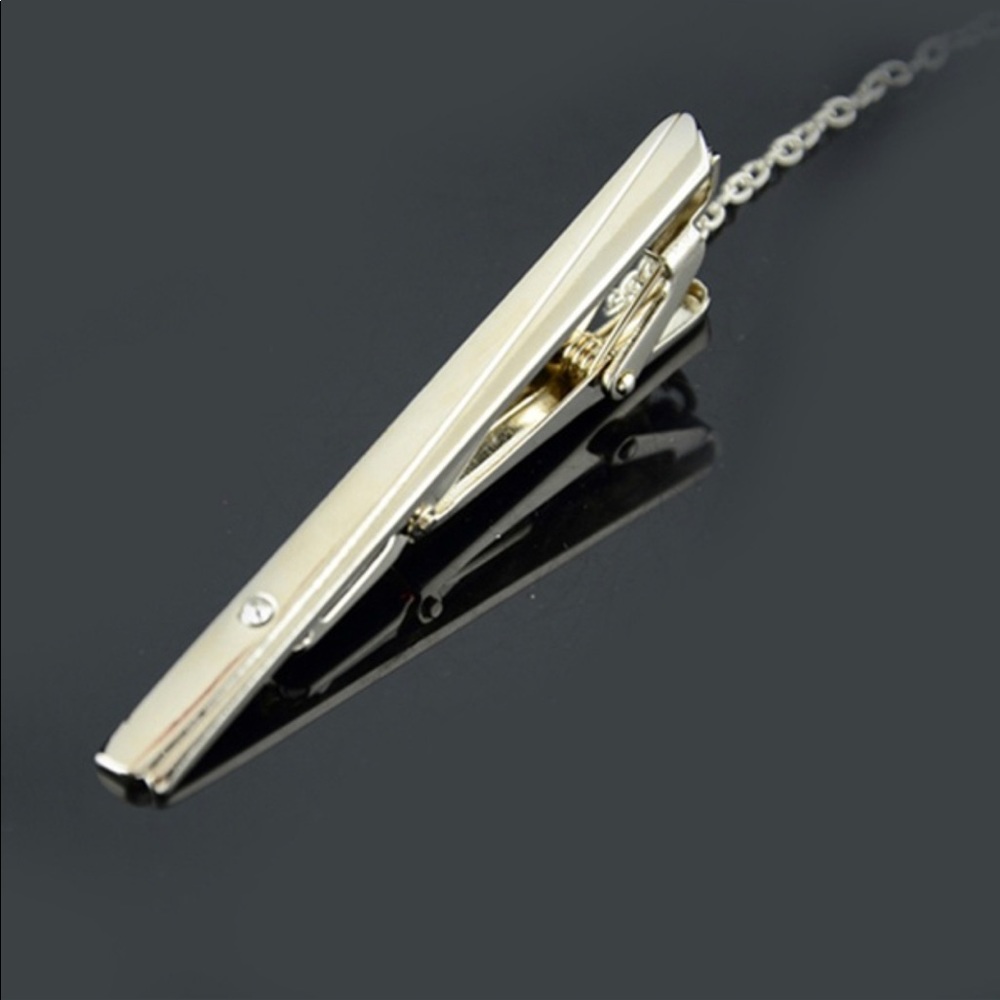 Tie Clip and Cufflinks Set with Crystal Accents - Picture 5 of 5